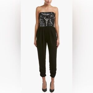 Parker Black Strapless Jumpsuit with Silver Accents